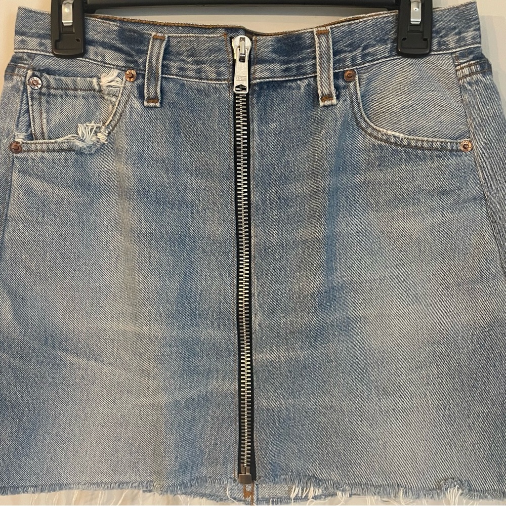 Levi's Re/Done Front Zip High Rise Denim Mini Skirt Casual - Picture 2 of 12